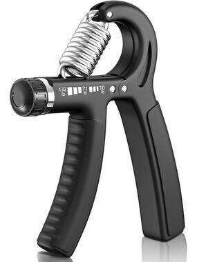 Adjustable Black Hand Grip Strengthener 10-132 lbs Forearm Exerciser